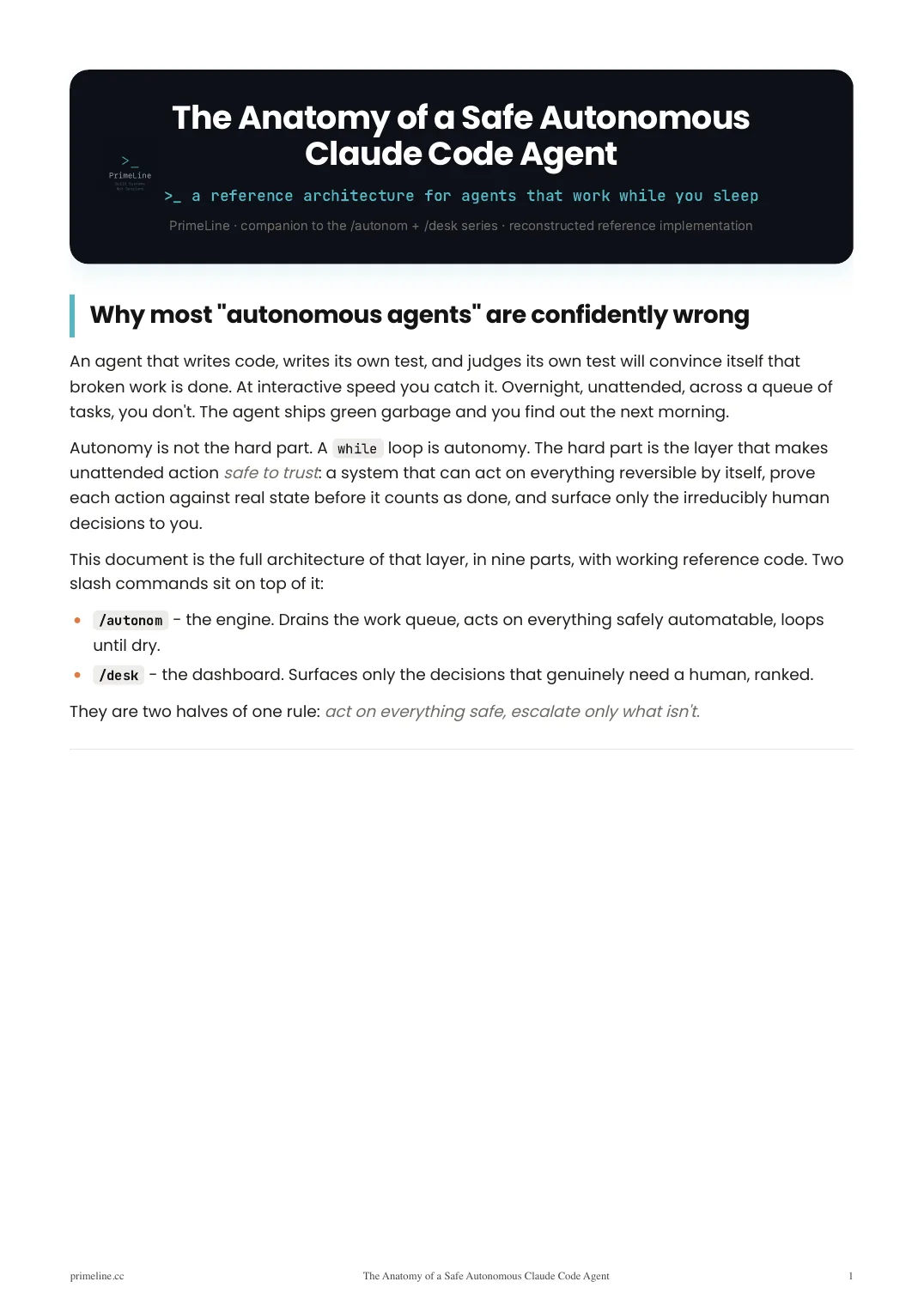 The Anatomy of a Safe Autonomous Claude Code Agent - PDF page preview